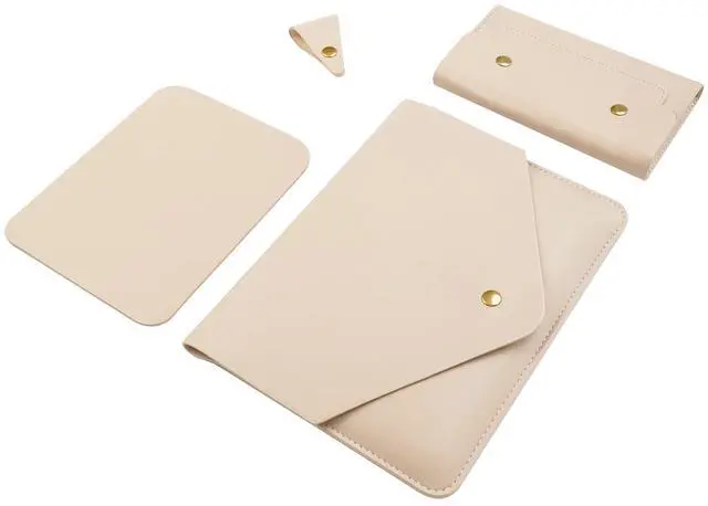 Main image of Benfan Tablet Sleeve Compatible with 12.9 iPad Pro Gen 6, Gen5,Gen4,Gen3,Surface Pro 9,Surface Pro X with Small Pouch, Mouse Pad and Cord Organizer, Color Beige