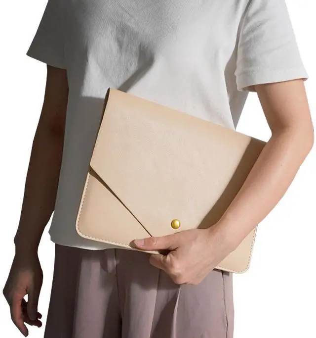 Alt view image 3 of 5 - Benfan Tablet Sleeve Compatible with 12.9 iPad Pro Gen 6, Gen5,Gen4,Gen3,Surface Pro 9,Surface Pro X with Small Pouch, Mouse Pad and Cord Organizer, Color Beige
