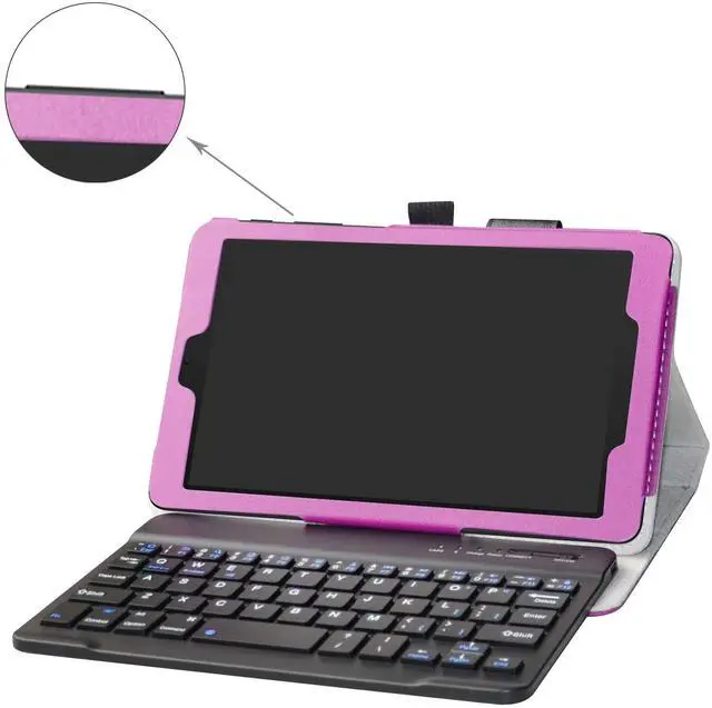 Alt view image 2 of 5 - Bige Alcatel Joy Tab Keyboard Case, Slim Stand PU Leather Cover with Romovable Keyboard for T-Mobile Alcatel Joy Tab 2019 /Alcatel 3T 8-inch 2018 Tablet,Purple
