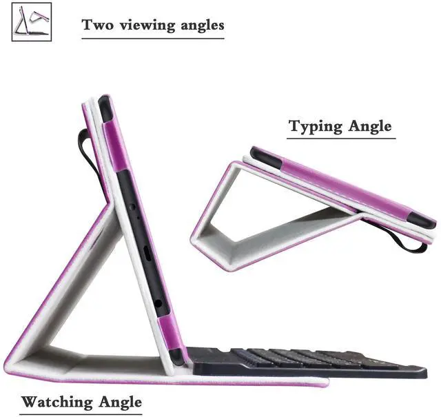 Alt view image 5 of 5 - Bige Alcatel Joy Tab Keyboard Case, Slim Stand PU Leather Cover with Romovable Keyboard for T-Mobile Alcatel Joy Tab 2019 /Alcatel 3T 8-inch 2018 Tablet,Purple