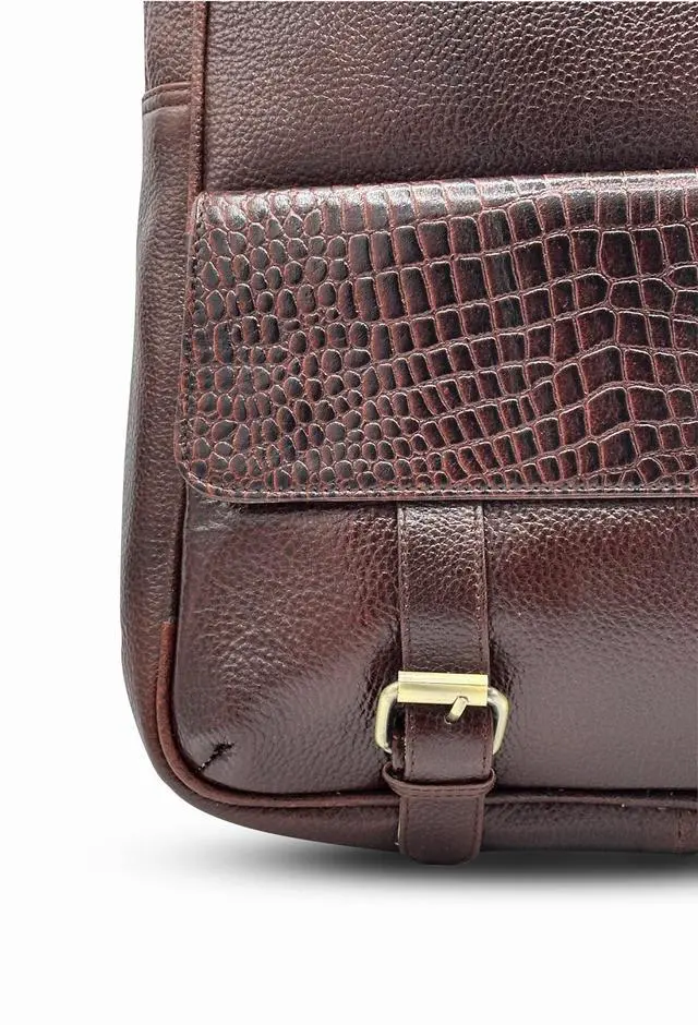 Alt view image 4 of 5 - Genuine Leather Luxury Backpack Multi-functional Elegant Daypack Office Travel Leisure 15.6" Laptop Bag (Burgundy)