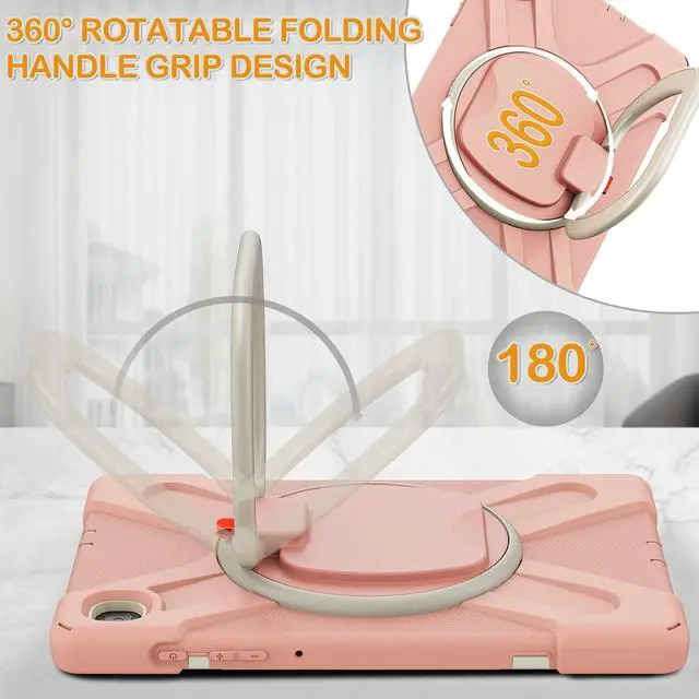 Alt view image 2 of 5 - BRAECN Kids Case for Samsung Galaxy Tab S6 Lite 10.4 2024 SM-P620, Silicone Cover with Hand Grip, Shoulder Strap, Kickstand, S Pen Holder for Tab S6 Lite 2022/2020 SM-P610/P615/P613/P619, Rose Gold