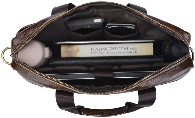 Alt view image 3 of 5 - BTDAO Leather Briefcase Laptop Bag Messenger Shoulder Work Bag Crossbody Handbag for Business Travelling Christmas for Men (CFC-Brown)