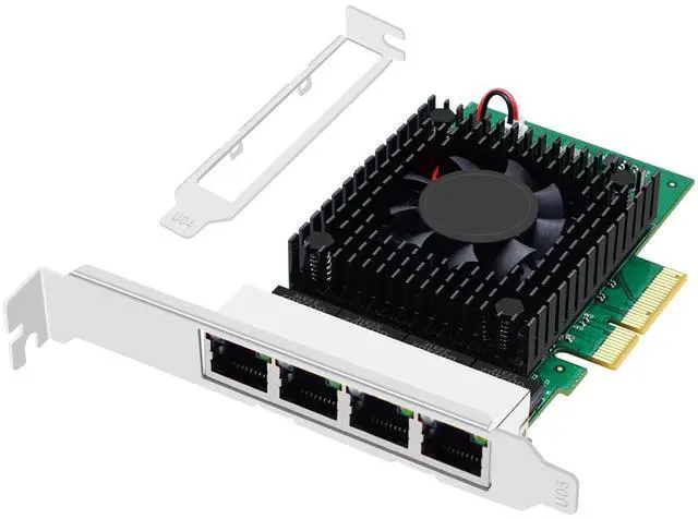 Main image of Buacoz 2.5gb Network Card PCI-E X4 Quad Port Gigabit Ethernet LAN NIC Card RJ45, with Intel I225-V Chip Server Network Card Support for Windows 10/11 64-bit/Windows Server 2019/2022
