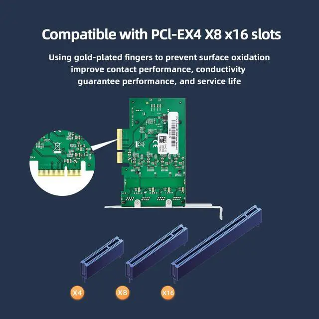 Alt view image 3 of 5 - Buacoz 2.5gb Network Card PCI-E X4 Quad Port Gigabit Ethernet LAN NIC Card RJ45, with Intel I225-V Chip Server Network Card Support for Windows 10/11 64-bit/Windows Server 2019/2022