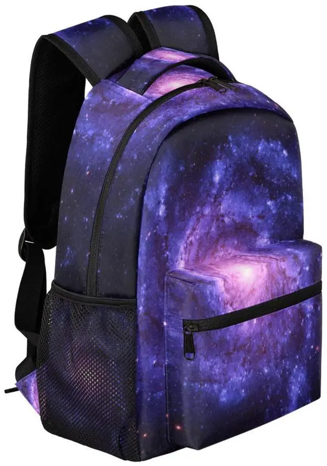 Alt view image 2 of 5 - Galaxy Backpack, Universe Space Purple Nebula Backpack Water Resistant 16 Inch College School Bookbag Computer Bag Travel Hiking Camping Rucksack Daypack Shoulder Bag for Adult Teenager Boys Girls