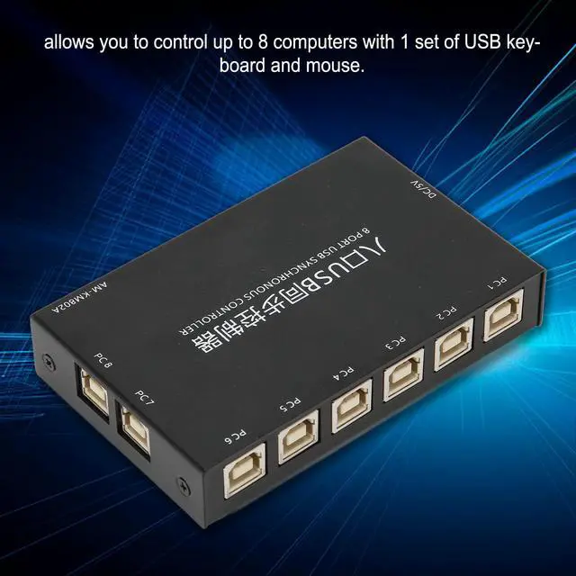 Alt view image 2 of 5 - USB Switch Selector, 8 Ports USB KVM Switch USB2.0 Synchronizer for Mouse Keyboard Computer with 8X USB Cables