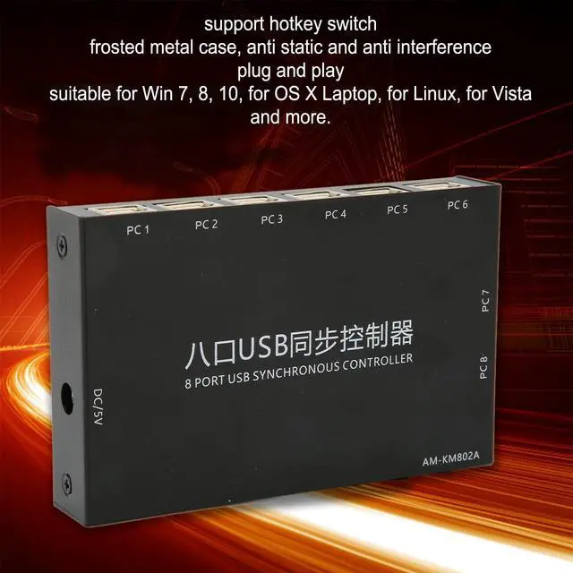 Alt view image 3 of 5 - USB Switch Selector, 8 Ports USB KVM Switch USB2.0 Synchronizer for Mouse Keyboard Computer with 8X USB Cables