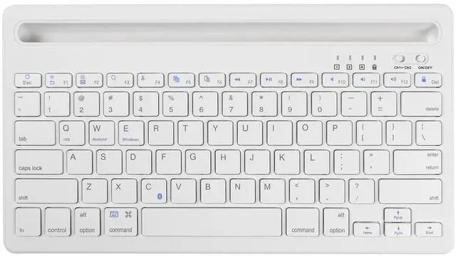 Main image of CHUYI Wireless Bluetooth Keyboard with Stand Slot Quiet Slim Multi Device Keyboard for iPad Phone Tablet Computer PC Portable 78Keys Rechargeable Wireless Keyboards for Windows Android iOS (White)