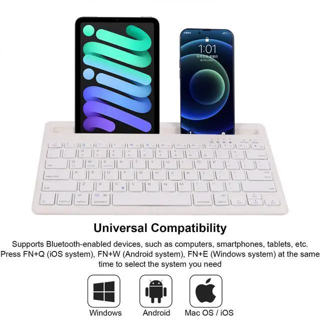 Alt view image 4 of 5 - CHUYI Wireless Bluetooth Keyboard with Stand Slot Quiet Slim Multi Device Keyboard for iPad Phone Tablet Computer PC Portable 78Keys Rechargeable Wireless Keyboards for Windows Android iOS (White)