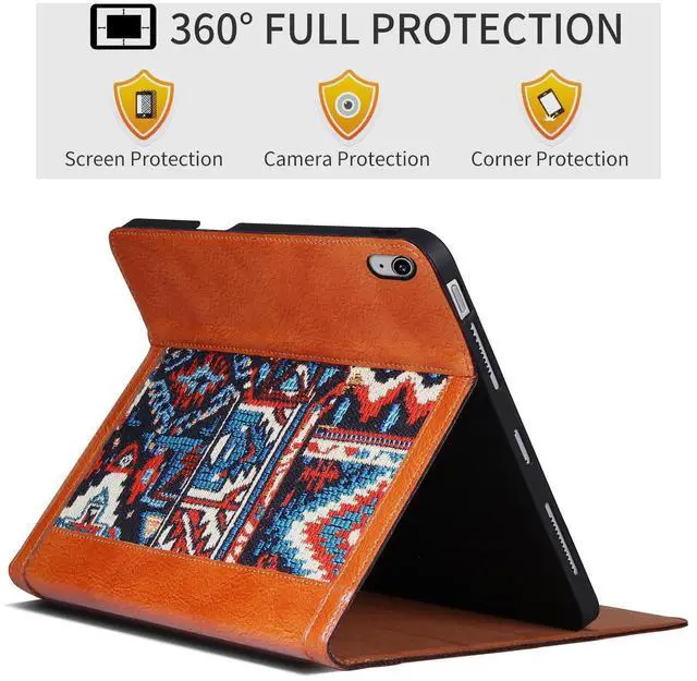 Alt view image 3 of 5 - CPNVWA Case for iPad Air 11 Inch M2 2024,iPad Air 5th/ Air 4th Gen 10.9 inch (2020/2022) Durable Cover with Pencil Holder,Smart Folio Case for iPad Air 5/4 Generation Case, Bohemian Brown