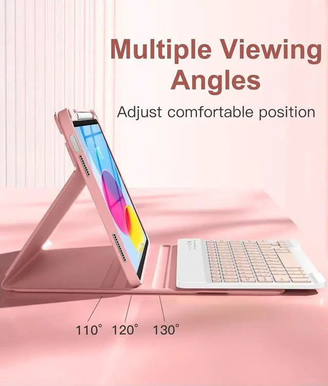 Alt view image 4 of 5 - Keyboard Case for iPad (A16) 11th Gen 11 Inch 2025, for iPad 10th Generation 10.9 inch 2022 Case with Magnetic Wireless Detachable Keyboard & Pencil Holder (Non Luminous Keyboard)