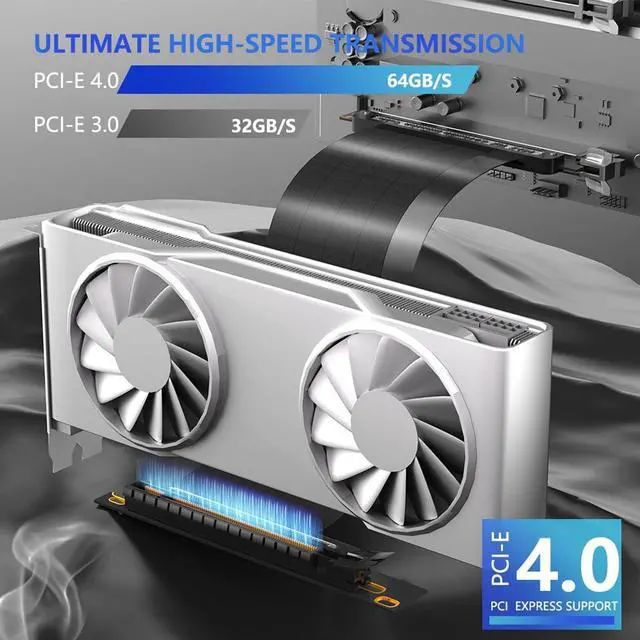 Alt view image 3 of 5 - PCIe 4.0 X16 GPU Riser Cable, Flexible Right Angle Graphic Extension Cable Compatible with RTX4090 RTX3090ti RTX3090 RTX3080ti RTX3080 RTX3070ti RTX3070 (250mm)