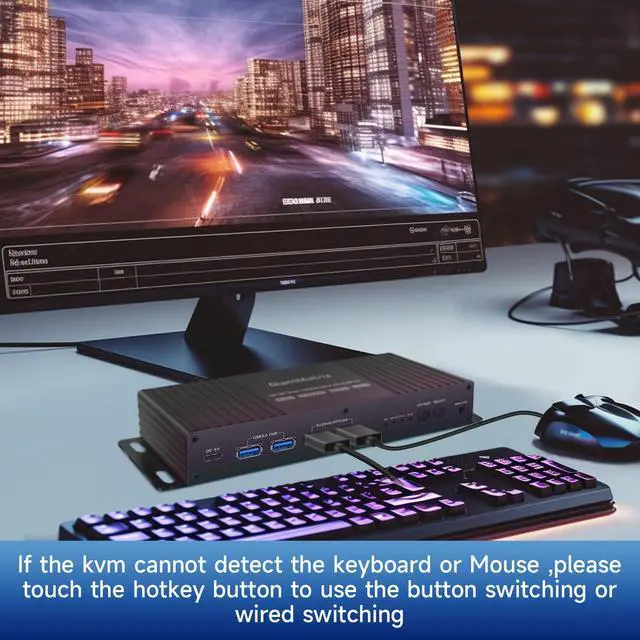 Alt view image 5 of 5 - Displayport Kvm Switch 2 Monitors 2 Computers 1440P 240hz Hotkey Switching kvm 2 Monitors 2 Computers displayport 240hz dp kvm Dual Monitor 144hz 165hz 240hz FreeSync G-SYNC