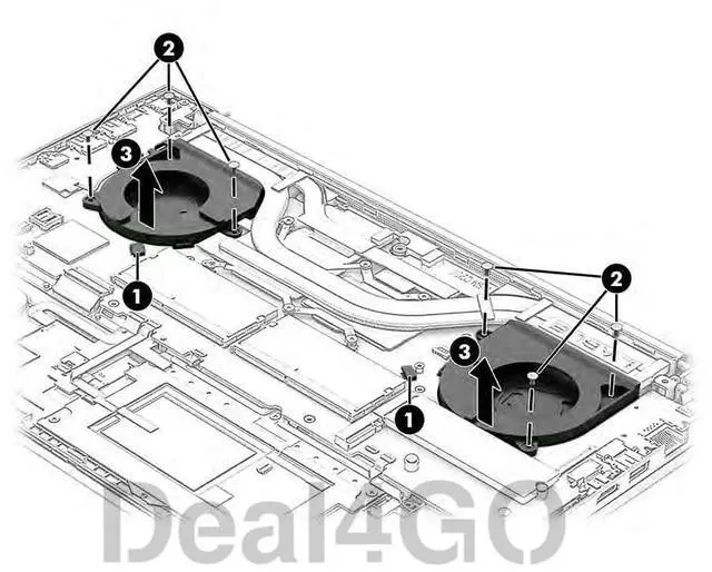 Alt view image 3 of 5 - Deal4GO CPU & GPU Graphics Cooling Fan N32583-001 N06900-001 N06901-001 Replacement for HP ZBook Power G9 G10 Mobile Workstation