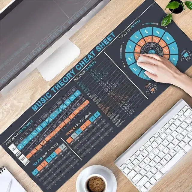 Alt view image 2 of 4 - Piano Cheat Sheet Beginners, Music Theory Cheat Sheet Mousepad, Music Theory Mouse Mat, Music Cheat Sheet Mouse Pad, Chords, Musician, Music Production, Home Studio, Music Studio, Beat Making KMH