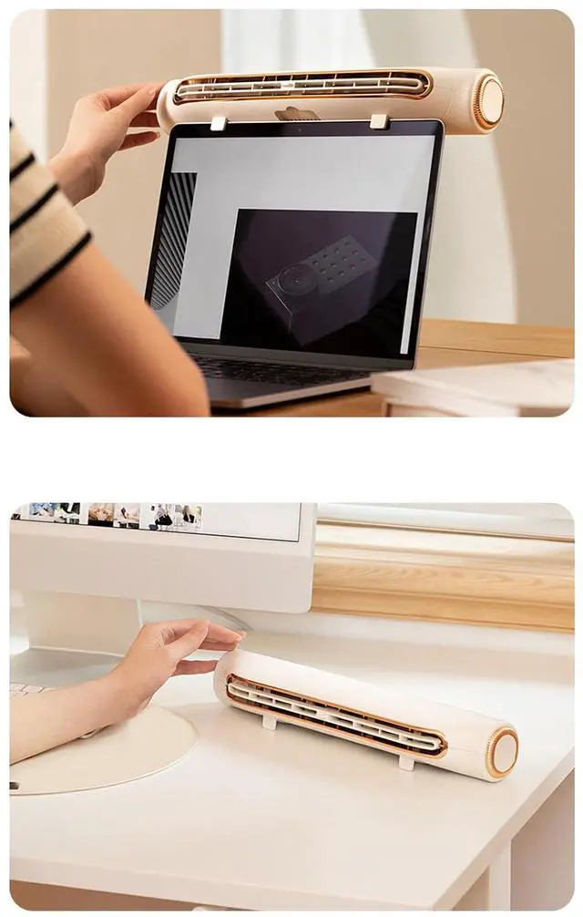 Alt view image 5 of 5 - Monitor Clip on Fan,Portable 3 Speed Quiet Bladeless Desk Fan,Adjustable Wind Angle Monitor USB Fan for Home Office for Laptop PC Monitor (White)