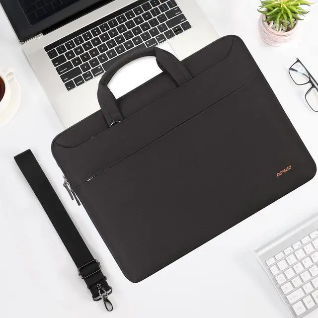 Alt view image 5 of 5 - DOMISO 17.3 inch Laptop Bag Business Briefcase Water-resistant Notebook Messenger Shoulder Bag for 17.3" Macbook Pro 17/MSI GS73VR Stealth Pro/HP Envy,Black
