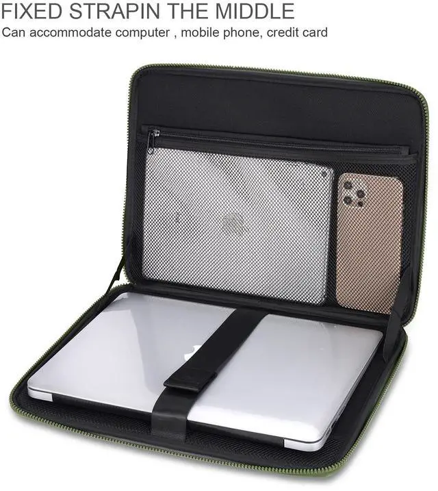 Alt view image 5 of 5 - DOMISO 15.6 inch Shockproof Waterproof Laptop Sleeve with Pouch Soft EVA Protective Case for 15.6" Yoga 720 IdeaPad 310 320 ThinkPad T570/HP Envy 15/15.6" Notebooks, Green