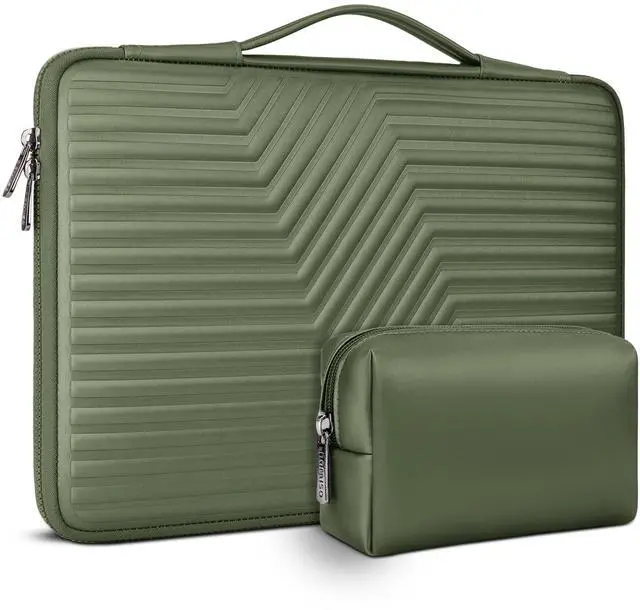 Alt view image 2 of 5 - DOMISO 15.6 inch Shockproof Waterproof Laptop Sleeve with Pouch Soft EVA Protective Case for 15.6" Yoga 720 IdeaPad 310 320 ThinkPad T570/HP Envy 15/15.6" Notebooks, Green