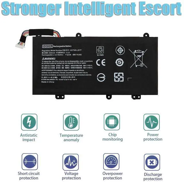 Alt view image 3 of 5 - SG03XL Battery 849048-421 11.55V 41.5W for HP Envy M7 M7-U011DX M7-U105DX 17-u108ca 17-u110nr 17-u153nr 17-u163cl 17-u175nr 849315-856 849314-850 849315-850 SG03041XL SG03061XL W2K88UA W2K91UA