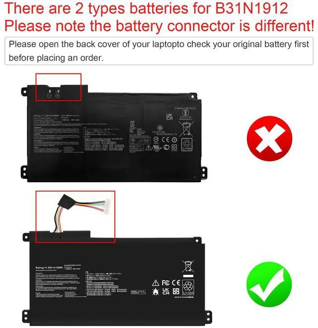 Alt view image 3 of 5 - TREE.NB B31N1912 Laptop Battery Compatible with ASUS VivoBook 14 E410MA L410MA E410KA E510MA E510KA F414MA L510MA R522MA E410MA-EK026TS EK018TS L410MA-BV058TS E510KA-EJ033TS E510KA-EJ033TS C31N1912
