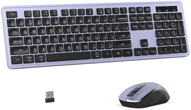 Main image of MPTOG Wireless Keyboard and Mouse Combo, Full-Size 104-Key Office Keyboard with 15 Function Keys, Numeric Keypad, Single USB Receiver, Compatible with PC and Laptop(Purple)