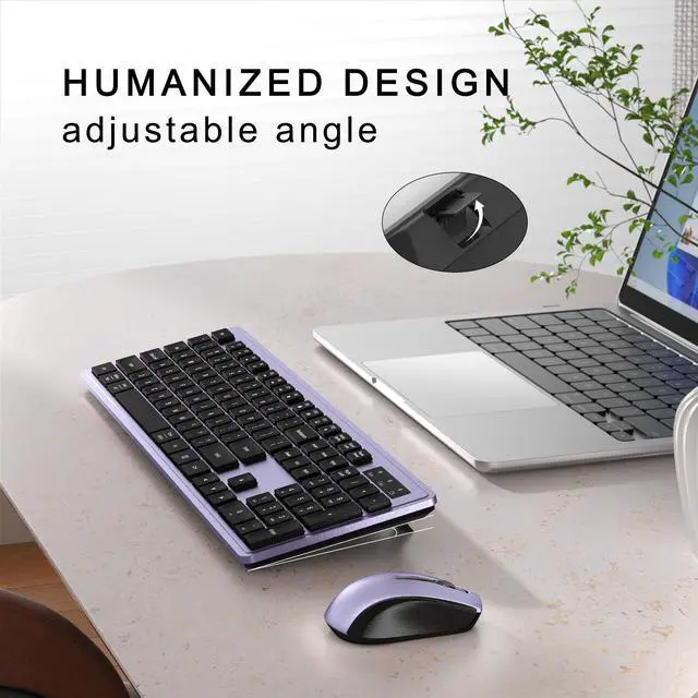 Alt view image 3 of 5 - MPTOG Wireless Keyboard and Mouse Combo, Full-Size 104-Key Office Keyboard with 15 Function Keys, Numeric Keypad, Single USB Receiver, Compatible with PC and Laptop(Purple)