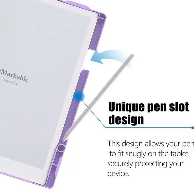 Alt view image 2 of 5 - ENET-CASE Case for Remarkable 2 Paper Tablet- Multi-Viewing Adjustable Folding Book Folio Cover - with Built-in Pen Holder - for 10.3" 2020 Released (Purple)
