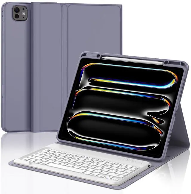 Main image of FARYODI Keyboard Case for iPad Pro 13-inch (M4, 2024), Magnetic Detachable Wireless Bluetooth Keyboard, Slim Folio Cover with Pencil Holder for New iPad Pro 13 inch, Auto Sleep/Wake-Lavender