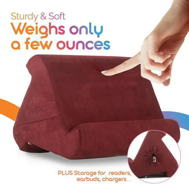 Alt view image 3 of 5 - Flippy Tablet Pillow Stand - Cushion Tablet Stand & Holder, Bed Support for Lap and Desk, Compatible with Phone & Book Reading: Kindle, iPad Pro, iPhone & Samsung - Nebbiolo