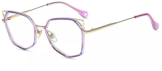 Main image of Firmoo Women Cat Eye Blue Light Reading Glasses 1.0, Stylish Cateye Computer Reading Glasses, UV400 Protection, Purple, Gold