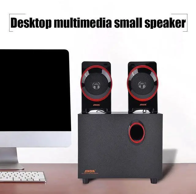 Alt view image 3 of 5 - FOSA Computer Speaker, Wooden USB 2.1 Wired Speakers HiFi Bass Music Player with Subwoofer, Vintage Retro Classic Speaker Sound System for Desktop, PC, Laptop