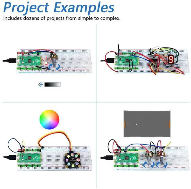 Alt view image 4 of 5 - Freenove Super Starter Kit for Raspberry Pi Pico 1 2 W (Not Included), 588-Page Detailed Tutorial, 175 Items, 94 Projects, Python C Java Code