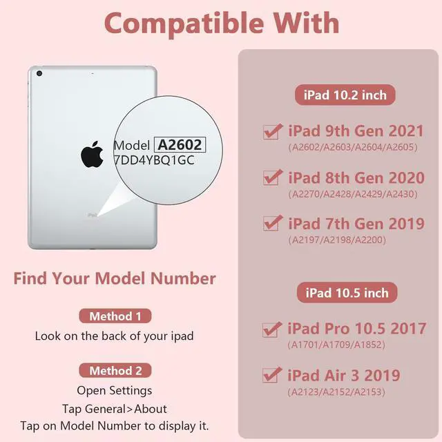 Alt view image 2 of 5 - FUWANG Compatible with iPad 9th Generation Keyboard Case 10.2"(2021)/8th Gen/7th Gen Bundle with Wireless Mouse,Rechargeable LED Wireless Bluetooth Mouse