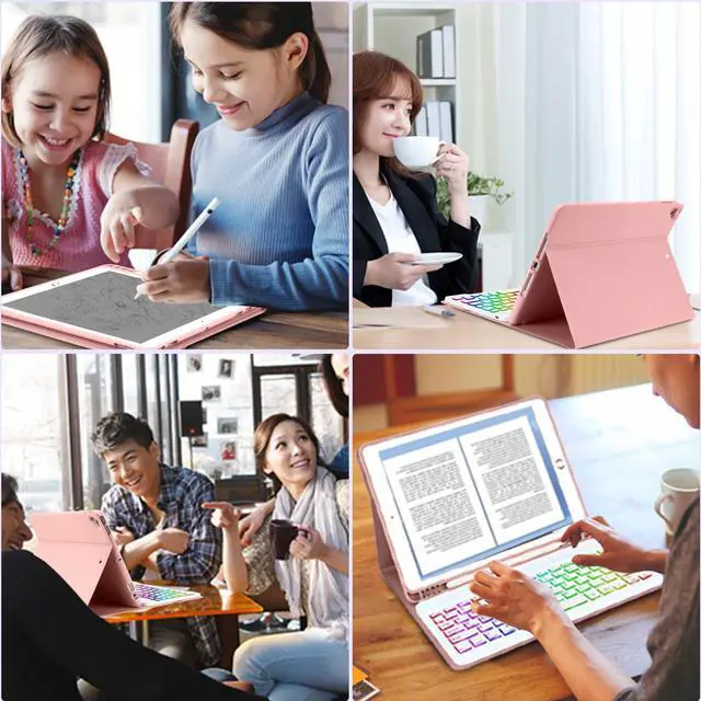 Alt view image 5 of 5 - FUWANG Compatible with iPad 9th Generation Keyboard Case 10.2"(2021)/8th Gen/7th Gen Bundle with Wireless Mouse,Rechargeable LED Wireless Bluetooth Mouse