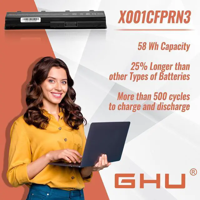 Alt view image 5 of 5 - GHU New Battery 58 WH Replacement for MU06 MU09 593553-001 593554-001 586028-341 588178-141 WD548AA WD549AA Compatible with HP Compaq CQ32 CQ42 CQ43 CQ56 CQ56Z CQ57 CQ62 CQ62Z CQ72 CQ630 Notebook PC