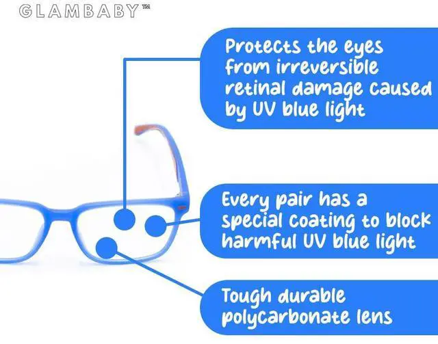 Alt view image 2 of 5 - GlamBaby Parker Blue light Glasses for kids - Lightweight, Durable Blue Light Blocking Glasses - Comfortable UV Eye Protection Computer Glasses for Children Aged 3+ Years - 48x15x125 (Electric Purple)