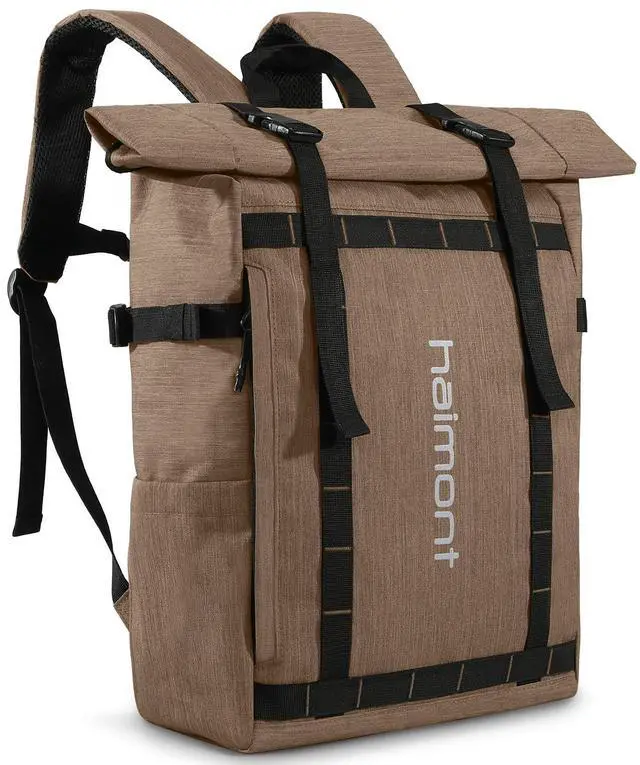 Main image of Haimont Rolltop Backpack for Men Women Water-Resistant Carry on Travel Backpack Casual Daypack with Laptop Compartment for Work Trip Hiking, 20L, Khaki
