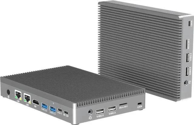 Main image of HEIGAOLAPC Mini PC, 12th Gen Alder Lake- N100(up to 3.4GHz), 16GB RAM 512GB eMMC, Fanless Mini Desktop, Type-C 3.1, Dual LAN 2.5G Ethernet, Dual Display 4K 60Hz, WiFi BT 5.2 for Business Home Office