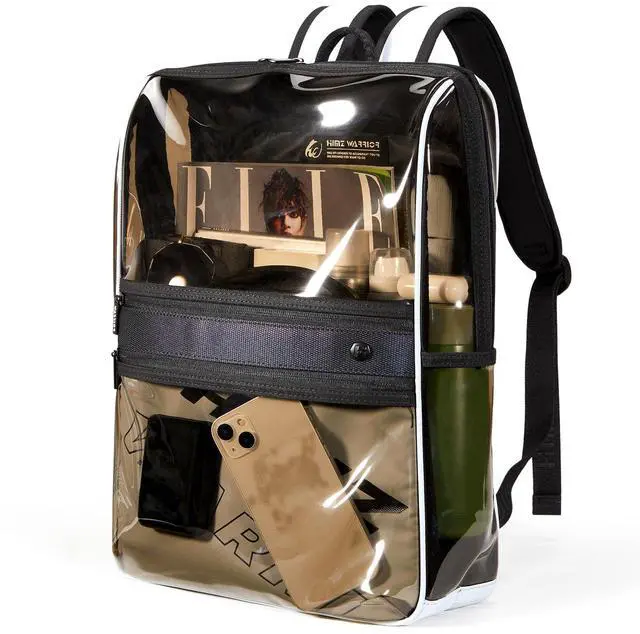 Main image of HIMZ WARRIOR Clear Backpack Heavy Duty with Detachable 14 Laptop Bag Transparent Back Packs Stadium Approved Adults (Light Blue S)