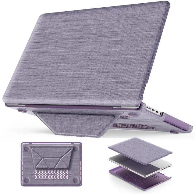 Main image of HXCASEAC Case Compatible with MacBook Pro 14 inch Case 2024 2023 2022 2021 with Foldable Stand, Anti-Scratching Protective Cover (M4 M3 M2 M1) A3401 A3112 A2918 A2992 A2779 A2442 Fabric, Purple