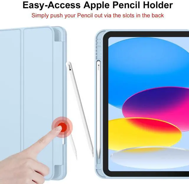 Alt view image 5 of 5 - iMieet iPad (A16) Case 11th Gen/iPad 10th Generation Case [11-Inch 2025/10.9 Inch 2022] with Pencil Holder, Trifold Stand Smart Cover with Soft TPU Back,Auto Wake/Sleep(Sky Blue)