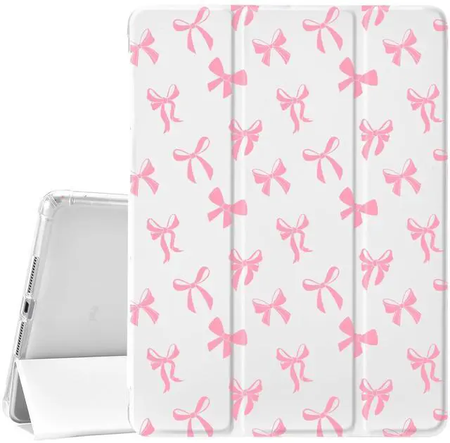 Main image of Idocolors Cute Bowknot Pad Case for 10.9 Inch iPad 2022/2025, Clear TPU Smart Stand Back Cover with Pencil Holder, for iPad 10th/11th Generation Auto Wake/Sleep Foldable Protective Case