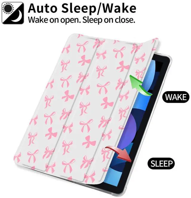 Alt view image 3 of 5 - Idocolors Cute Bowknot Pad Case for 10.9 Inch iPad 2022/2025, Clear TPU Smart Stand Back Cover with Pencil Holder, for iPad 10th/11th Generation Auto Wake/Sleep Foldable Protective Case