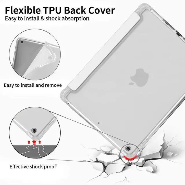 Alt view image 5 of 5 - Idocolors Cute Bowknot Pad Case for 10.9 Inch iPad 2022/2025, Clear TPU Smart Stand Back Cover with Pencil Holder, for iPad 10th/11th Generation Auto Wake/Sleep Foldable Protective Case