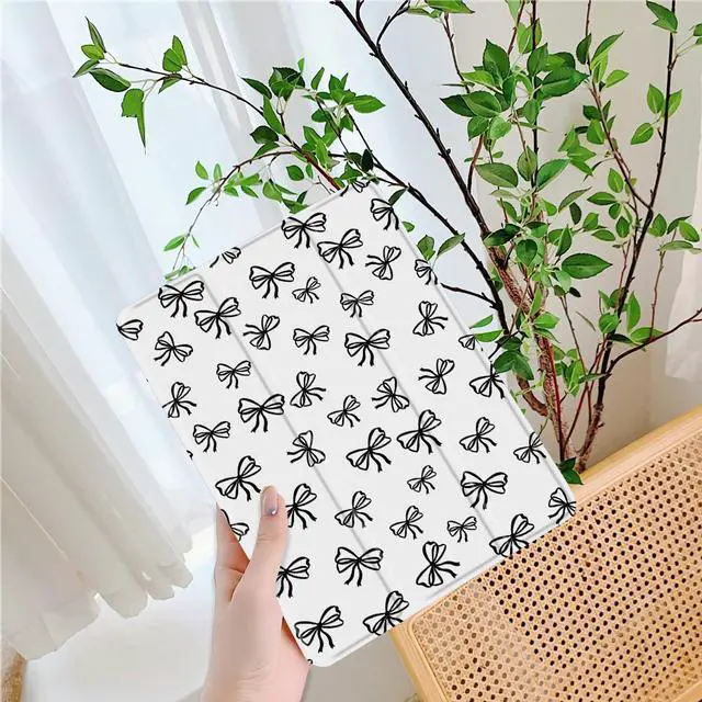 Alt view image 2 of 5 - Idocolors Cute Bowknot Pad Case for 10.9 Inch iPad 2022/2025, Clear TPU Smart Stand Back Cover with Pencil Holder, for iPad 10th/11th Generation Auto Wake/Sleep Foldable Protective Case
