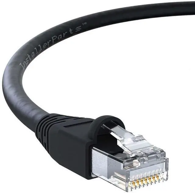 Main image of InstallerParts Ethernet Cable CAT6A Cable UTP Booted 50 FT - Black - Professional Series - 10Gigabit/Sec Network/High Speed Internet Cable, 550MHZ