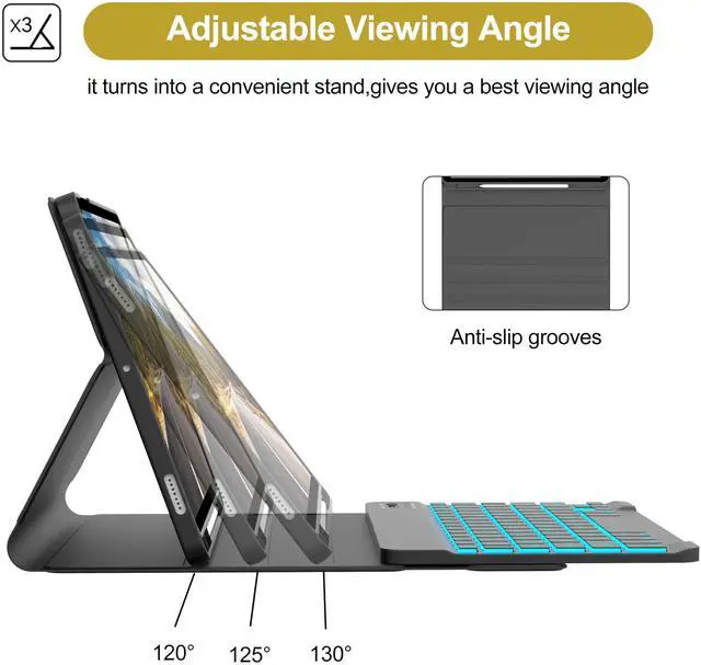 Alt view image 3 of 5 - IVEOPPE Galaxy Tab S9 FE 5G Case with Keyboard, Magnetic Detachable Wireless Keyboard | 7 Colors Backlit | Long Battery Life | Slim Folio Protective Cover with S Pen Holder for Tab S9 11/S9 FE 10.9