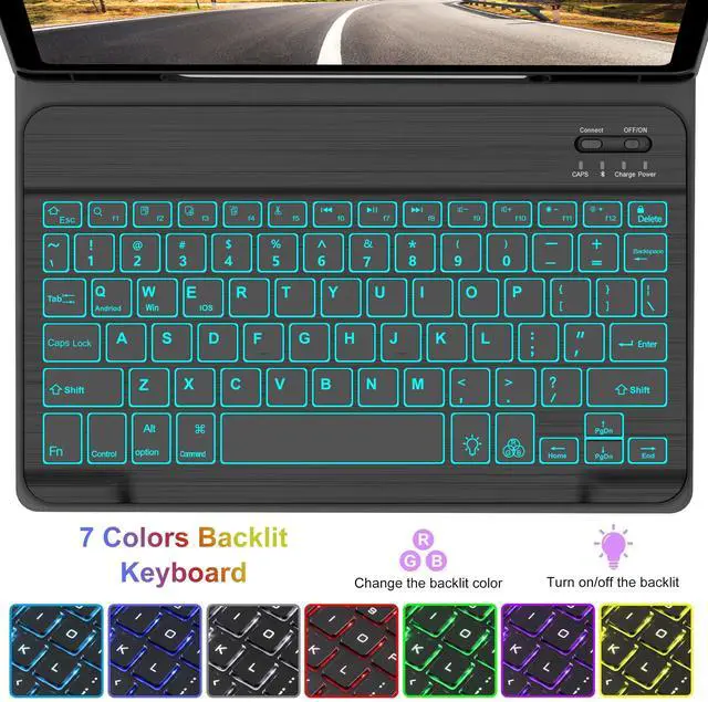 Alt view image 5 of 5 - IVEOPPE Galaxy Tab S9 FE 5G Case with Keyboard, Magnetic Detachable Wireless Keyboard | 7 Colors Backlit | Long Battery Life | Slim Folio Protective Cover with S Pen Holder for Tab S9 11/S9 FE 10.9